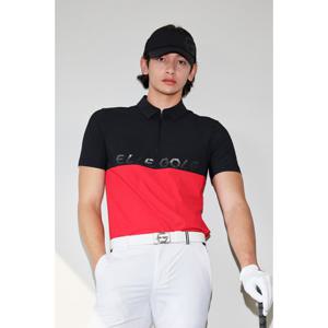 [엘르골프]24년 여름 남성 가로 블럭형 로고 포인트 폴로 티셔츠[6K35256]