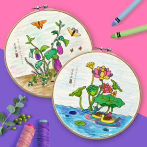 컬러링 수틀 액자 - 민화 초충도