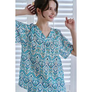 (비너스) 브이넥 몸에 붙지않는 여성 상의 홈웨어-VEV3928F