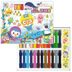 지구화학 뽀로로 손에 묻지 않는 크레용 24색 어린이크레용 뽀로로크레용 캐릭터크레용 손에안묻는크레용