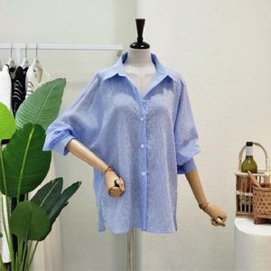 [포커스]  FM3E7BL04891_썸머 스트라이프 루즈핏 셔츠