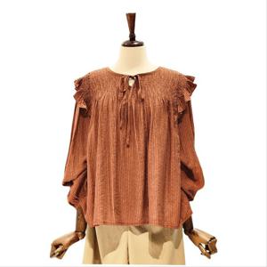 [나인스텝]리본 셔링 블라우스 N25NS5317