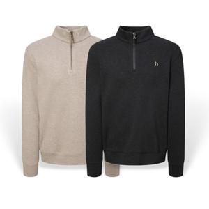 [헤지스 남성] 남성 멜란지 솔리드 하프집업 맨투맨 HZTS5D405 PG-HZTS5D