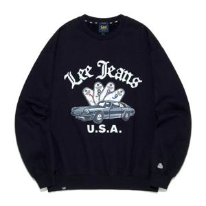 [LEE]LEE 리진스 키링 그래픽 기모 맨투맨 블랙 LE2504CR07BK