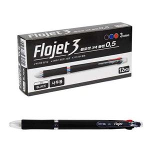 플로젯 3색 볼펜 1타 (12개입) (블랙) 볼펜 사무용펜 학생볼펜 학용품 사무용품