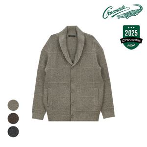 [25FW 신상] 크로커다일 체크 조직 숄카라 가디건 CDAABKC4371