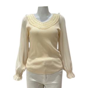 [나인스텝]진주 장식 프릴니트N26NW6119