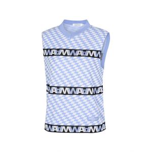 [와이드앵글] 여성 CO 체커보드 루즈핏 브이넥 베스트 WWP24K75B8