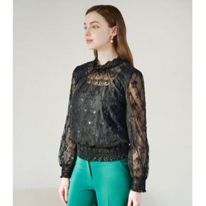 [미니멈]시스루 리본 블라우스 (MZBAWB3120 BK)_IC