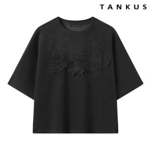 [탱커스]플라워 자수 라운드넥 반팔 티셔츠 (TY2TS004L0)