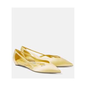 프라다 로고 새틴 발레리나 플랫 P00969150