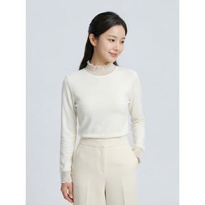 [프렐린][프렐린]도트 배색 하이넥 티셔츠-R1PU241311B