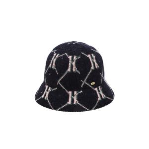 [헤지스] HIHE6E801N2_여성 네이비 로고패턴 울혼방 버킷햇