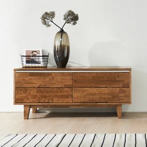 넬로우 1200 고무나무 2단 서랍형 거실장 원목 TV장 (착불)