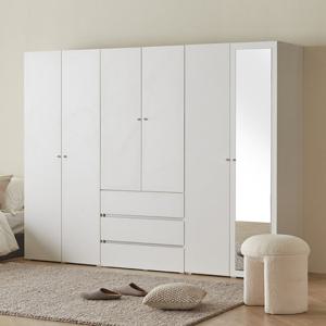 아씨방가구 그란데 싱글+서랍+전신거울 옷장 세트 240cm