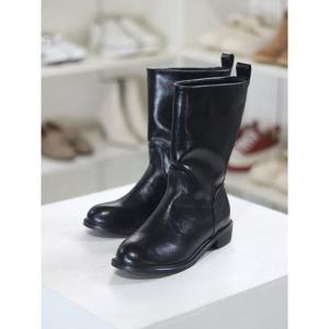 바이로쏘 세이브존03 소가죽 라운드 토 3.5cm 청키힐 미들부츠 (BY)23S10832CA1W