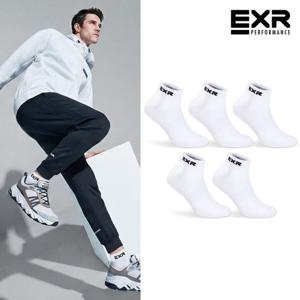 EXR 남성 심플 스탠다드 발목양말 5P_WHBK