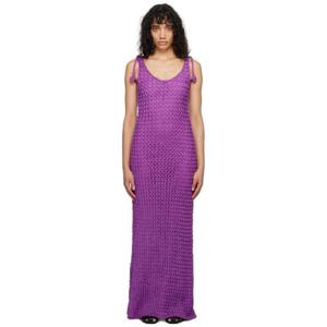 26 SS 모스키노 여성 퍼플 타이 스트랩 맥시 드레스 231720F055003