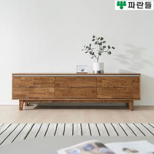 파란들가구 고무나무원목 한줄화이트 1800 서랍 TV원목거실장