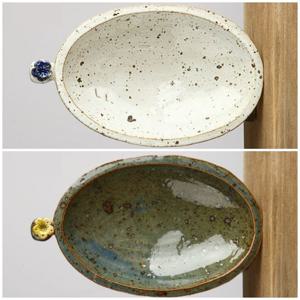 이천도자기 손화 넙적이 타원 접시 대 24cm 그릇 식기 주물럭식기 타원형접시 과일접시 접시 도자기접시 메