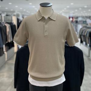 [지오지아]워셔블 비스코스 반팔 카라 니트_ABF2ET1902_BE_DG