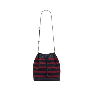 생로랑 캔버스 앤 브레이디드 레더 버킷백 마린 568606-FAACL-4189