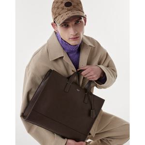 [헤지스] HJBA5F851W3_남성용 브라운 로고배색 가죽 서류가방