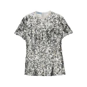 26 SS 프라다 시퀸 장식 반소매 블라우스 P974MRSOOO176A TP441177969