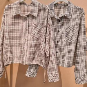 라티움 HC34 구김없는소재 밑단스트링 루즈핏체크트리 숏셔츠 T2533bl06