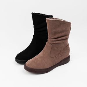 [신난다슈] 여성 미들부츠 5cm 2종 여자 키높이 털 방한 미디 부츠 퍼 통굽 스웨이드 LD256376