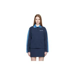 26 SS 카사블랑카 여성 네이비 푼토 폴로 칼라 스웨트셔츠 261195F100000