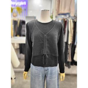 밸리걸 세이브존01 뷔스티에 레이어드 크롭 긴팔 니트 617590