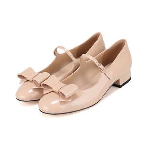 바바라 소가죽 리본장식 메리제인 여성플랫 BBJ126BE