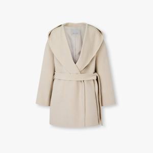 벨티드 숄 카라 후드 하프 코트7155416006