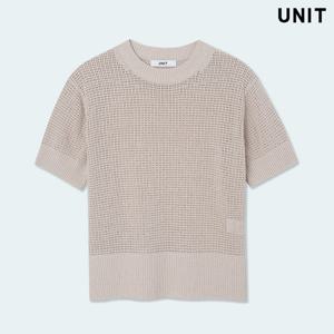 [유닛] 라이트베이지 코르도바 니트 크루넥 풀오버 UFLKCN219N-12