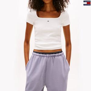 [타미진스]여성 스퀘어넥 골지 반팔 티셔츠 T32G0TTO30TWT1-B