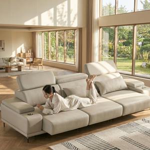 세인트블랑 이즈 슬라이드 모션 비건 실리콘가죽 리클라이너 확장 4인 소파 sk