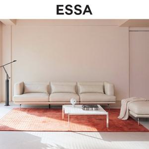 [에싸] 코르티나 4인 베티버 천연 면피 통가죽 소파+스툴+막대쿠션3개