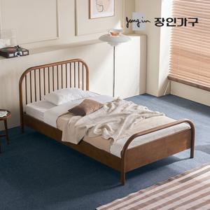 장인가구 자카이 SE0등급 고무나무 원목 평상형 통깔판 침대 SS+본넬유로탑(300T)