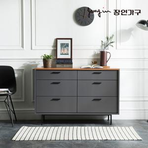 장인가구 루시퍼 그레이 1200 와이드서랍장