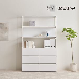 장인가구 마운트 6단 와이드 서랍장 1200 3단 선반 다용도 수납장 세트
