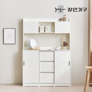 장인가구 아망드 슬라이딩 1200 3단서랍 주방 수납장 홈카페장 상부장세트