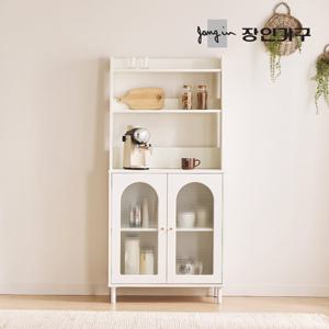 장인가구 쿠르바 모루유리 800 그릇 주방 수납장 상부장 세트