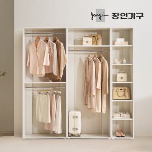 장인가구 올리세 E0 드레스룸 시스템 옷장 세트 2000 B (800 2단행거+긴옷행거+선반장)