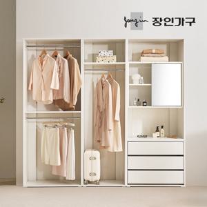 장인가구 올리세 E0 드레스룸 시스템 옷장 세트 2200 B (800 2단행거+화장대+600 긴옷행거)