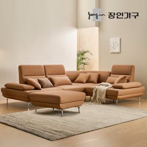 장인가구 도이 5인용 스윙 이지클린 가죽 코너형 소파 (스툴 포함)