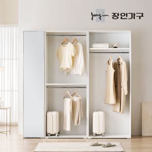 장인가구 클래드 2000 드레스룸 옷장 세트 (800 1단,800 2단 행거, 400 거울장)