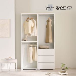 장인가구 클래드 1200 드레스룸 옷장 세트 (600 2단, 600 3단서랍 행거)