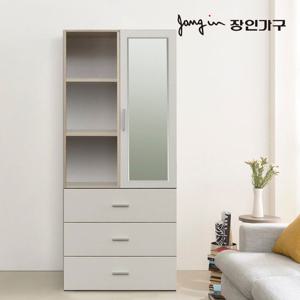 장인가구 블리스 800 3단서랍 오픈 거울옷장
