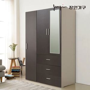 장인가구 블리스 1200 옷장세트(800 3단서랍 거울행거+400 행거)